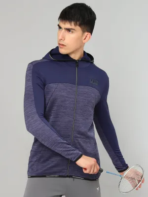 Technosport Men's Melange Hooded Fleece Jacket with Antimicrobial Properties