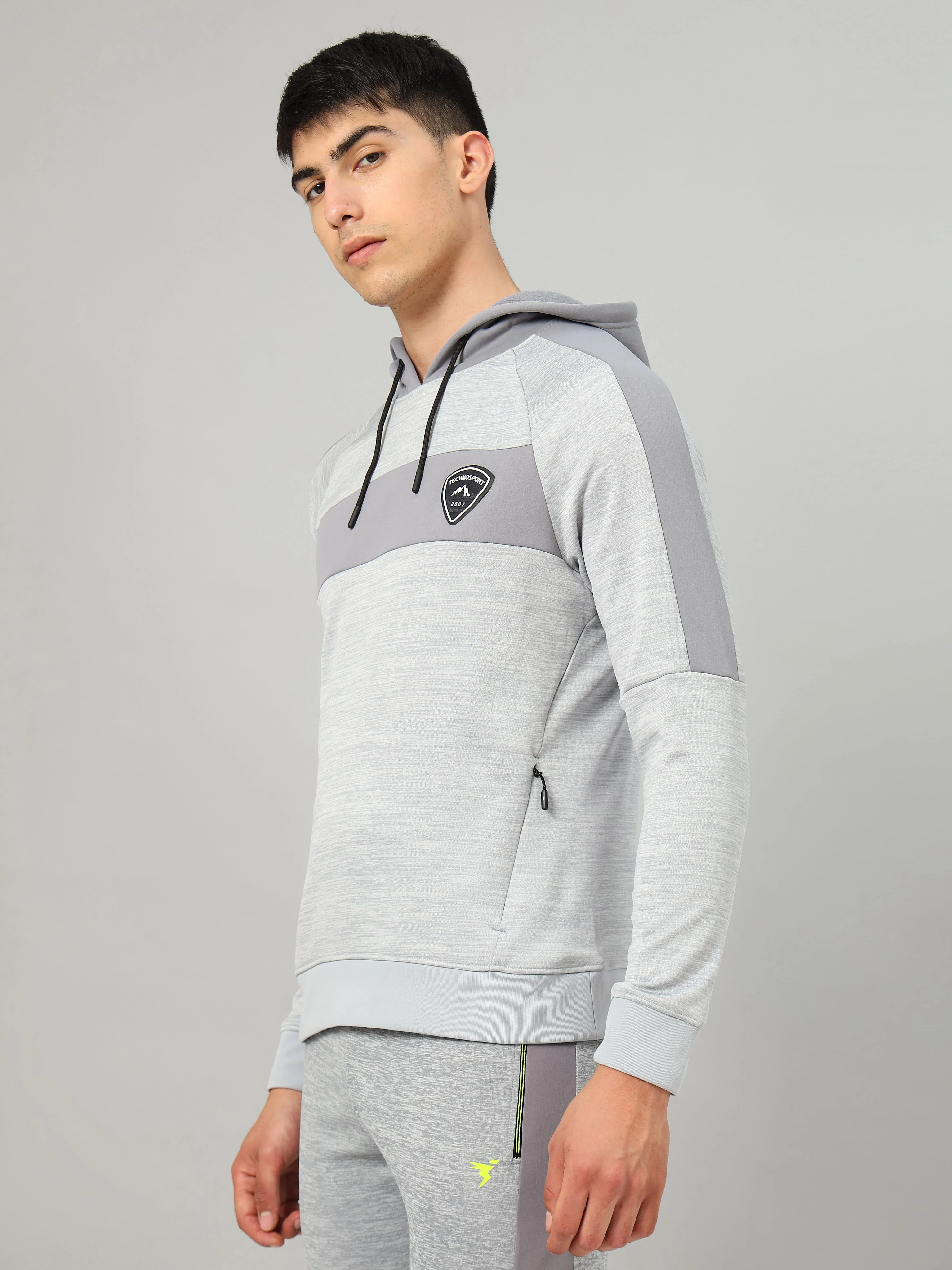 Technosport Men's Melange Hooded Sweatshirt with Kangaroo Pocket