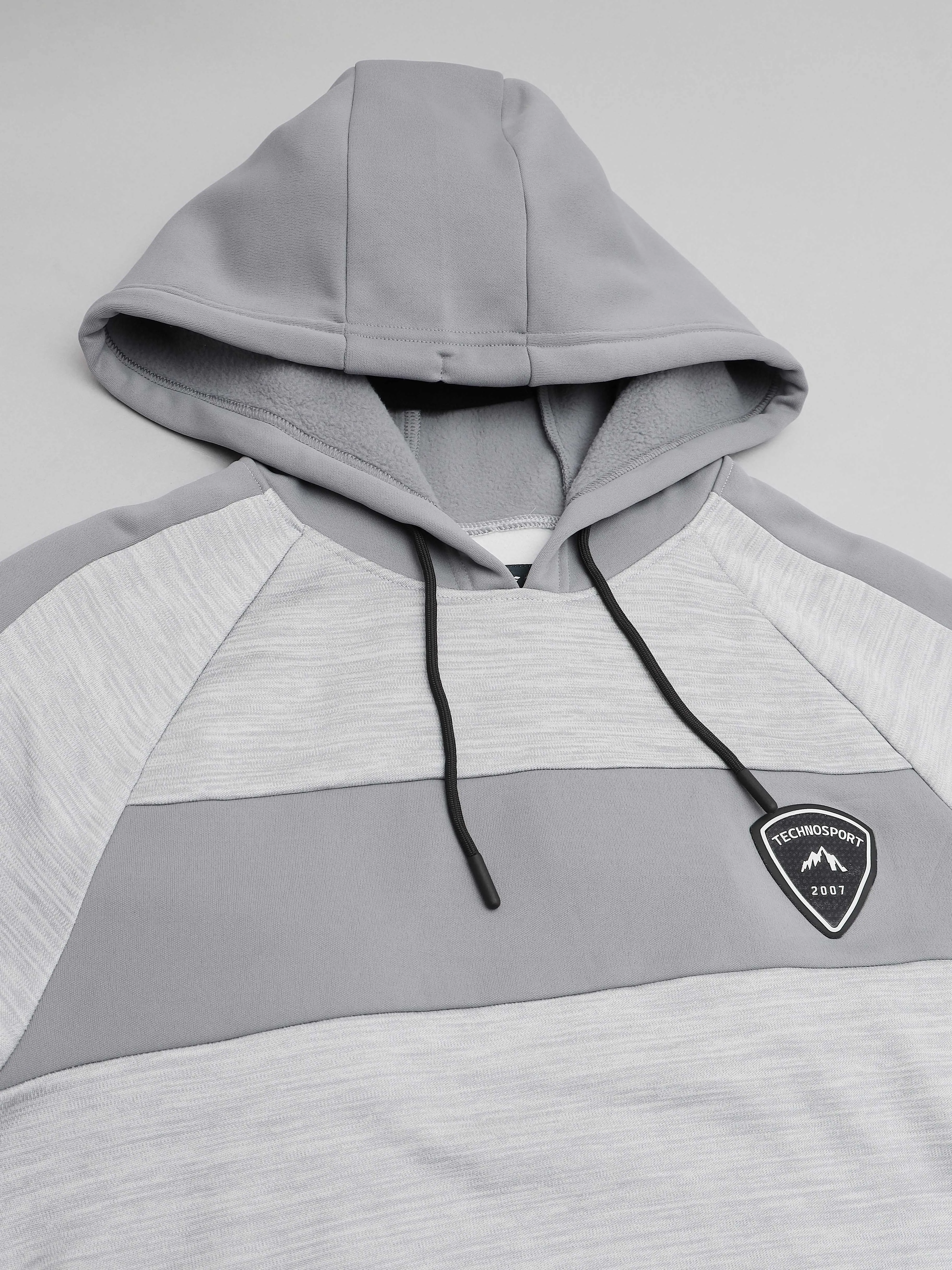 Technosport Men's Melange Hooded Sweatshirt with Kangaroo Pocket
