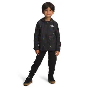 The North Face Kids' Never Stop Hooded Wind Jacket (TNF Black Tossed Logo Grid)