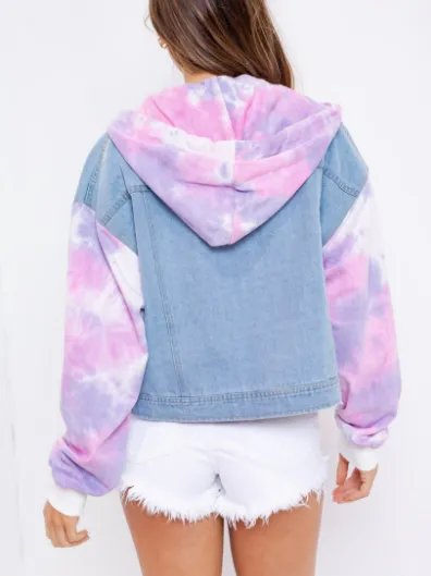 Tie Dye Long Sleeve Denim Jacket