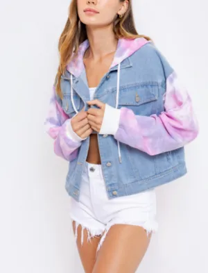 Tie Dye Long Sleeve Denim Jacket