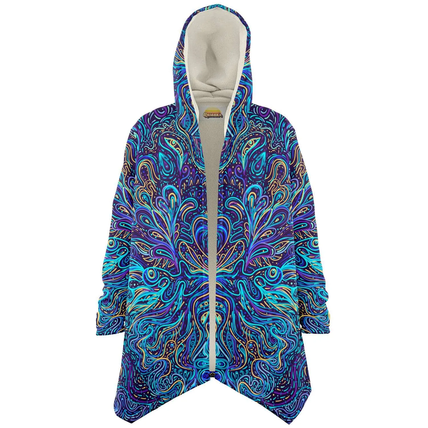 Trippy Psychedelic Blue Turquoise Hooded Cloak