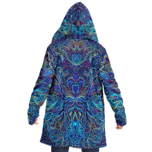 Trippy Psychedelic Blue Turquoise Hooded Cloak