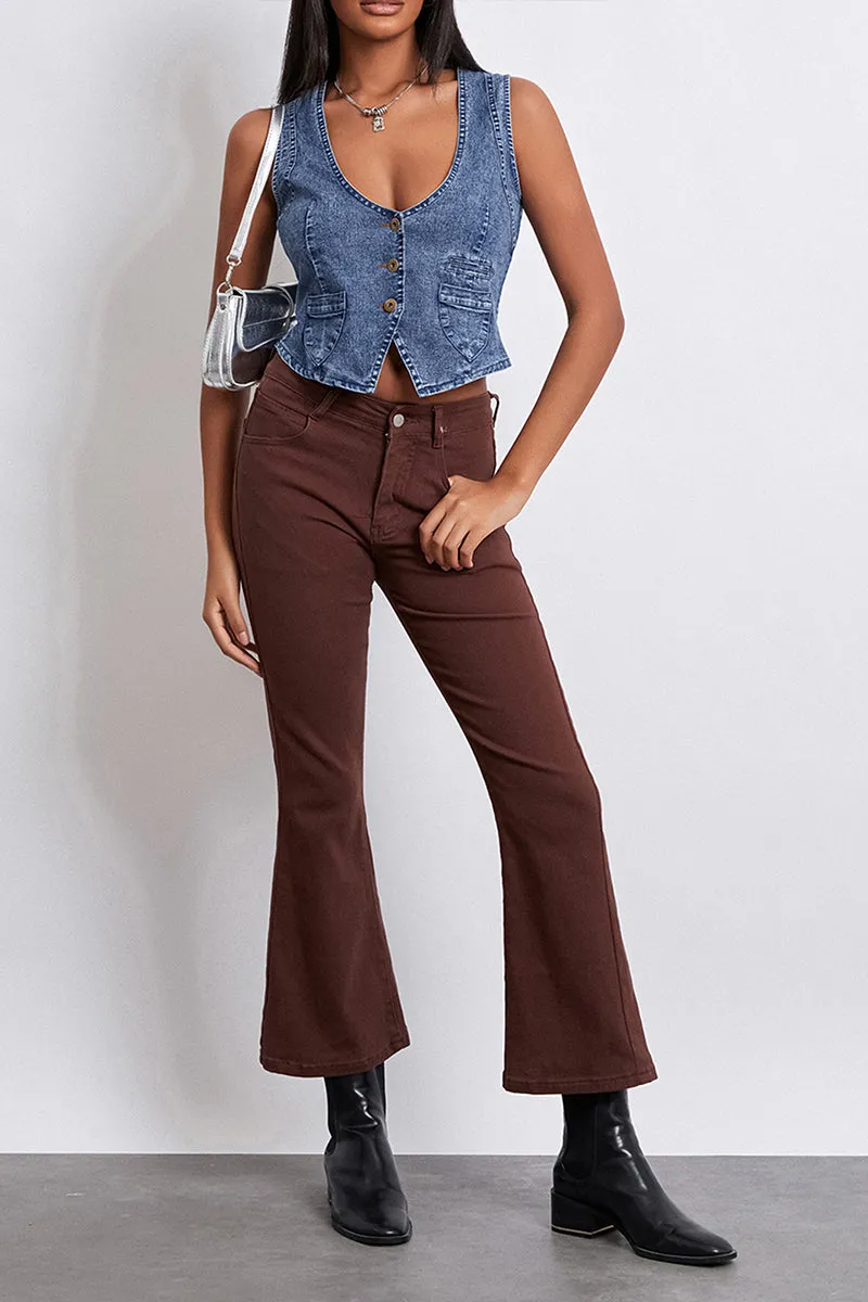 TT3176 Button-up Denim Vest Outerwear