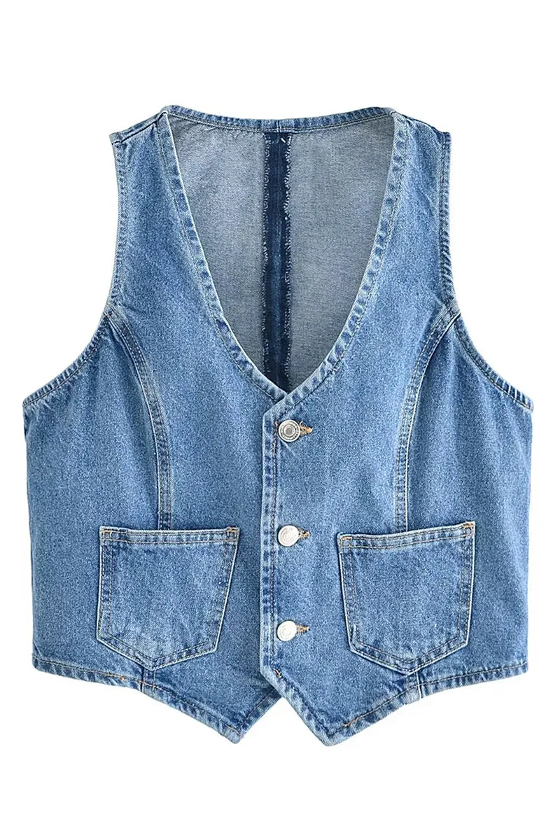 TT3177 Denim Waistcoat Vest Outerwear