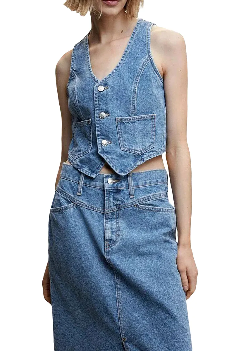 TT3177 Denim Waistcoat Vest Outerwear