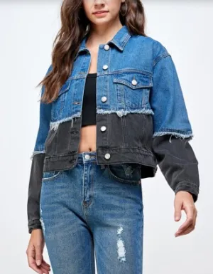 Two Tone 80's Inspired Denim Jacket