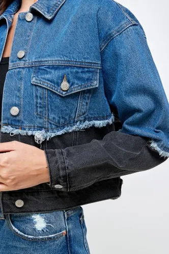 Two Tone 80's Inspired Denim Jacket