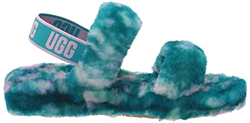 UGG Women's OH Yeah Marble Slipper, Aquatic Blue, 8