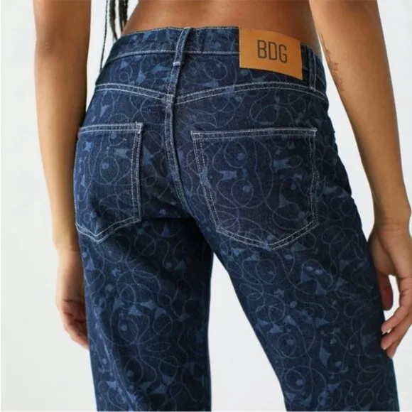 Urban Outfitters | BDG Low Rise Flare Jean New 27 Waist Floral Y2K Skater Beach