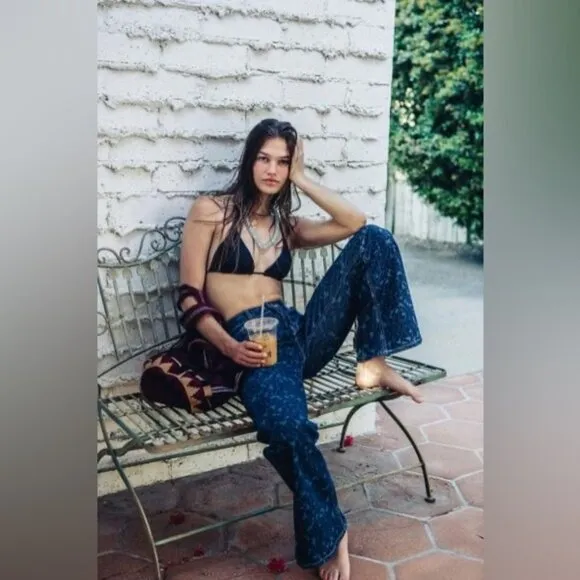 Urban Outfitters | BDG Low Rise Flare Jean New 27 Waist Floral Y2K Skater Beach
