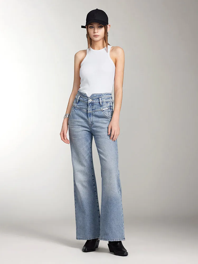 V-Shape Waist Flared Jeans