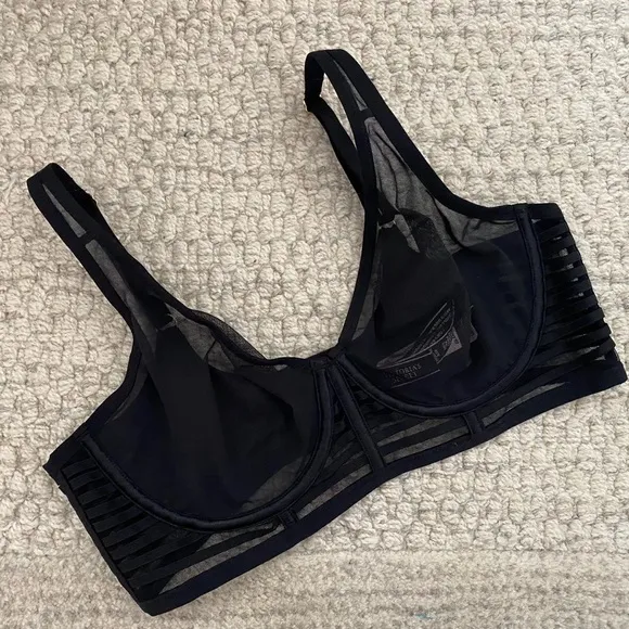 VICTORIAS SECRET LUXE LINGERIE UNLINED MESH FULL COVERAGE PLUNGE BRA