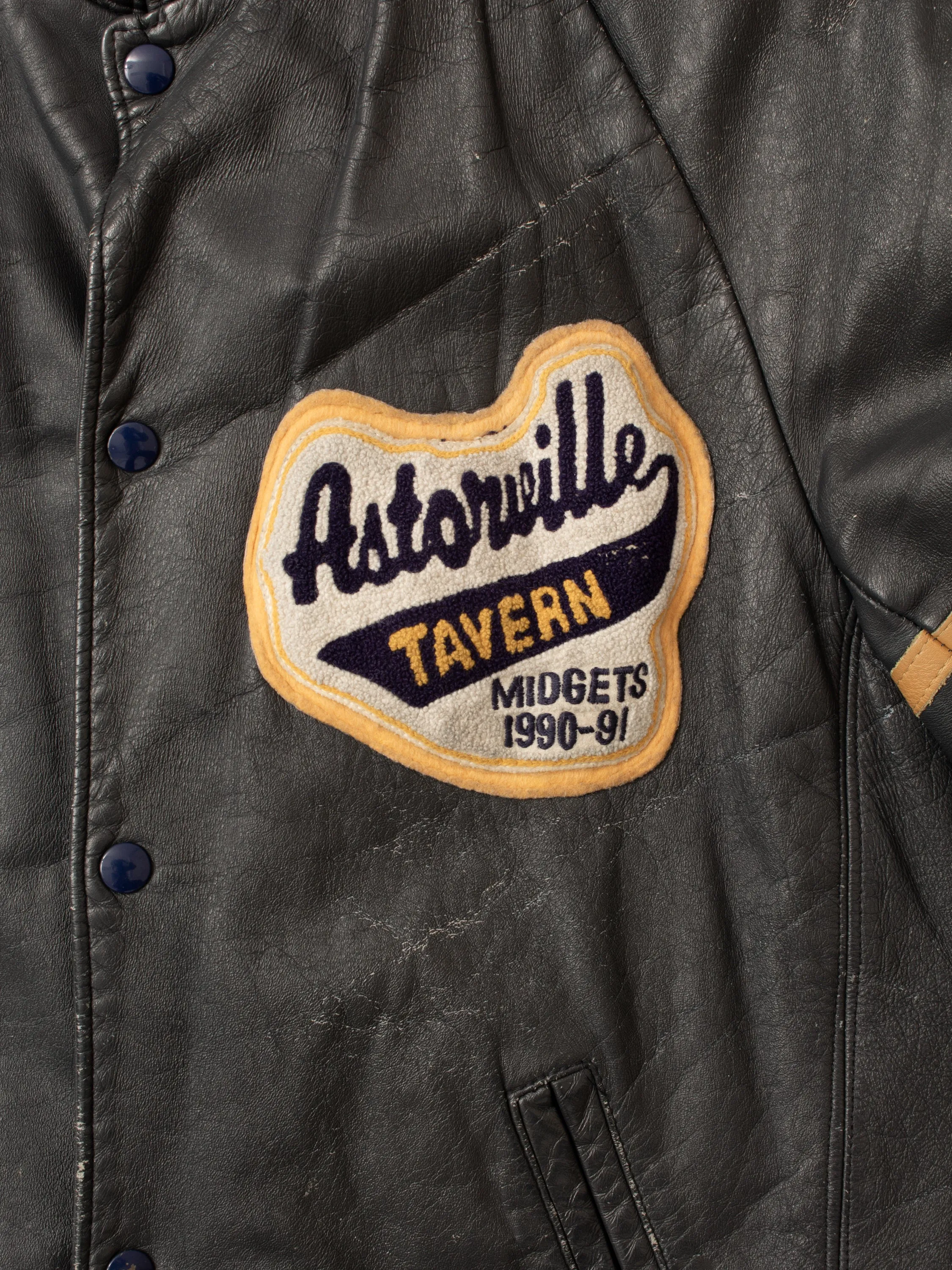 Vintage 1990-91 Astonville Tavern Leather Varsity Jacket Size 40