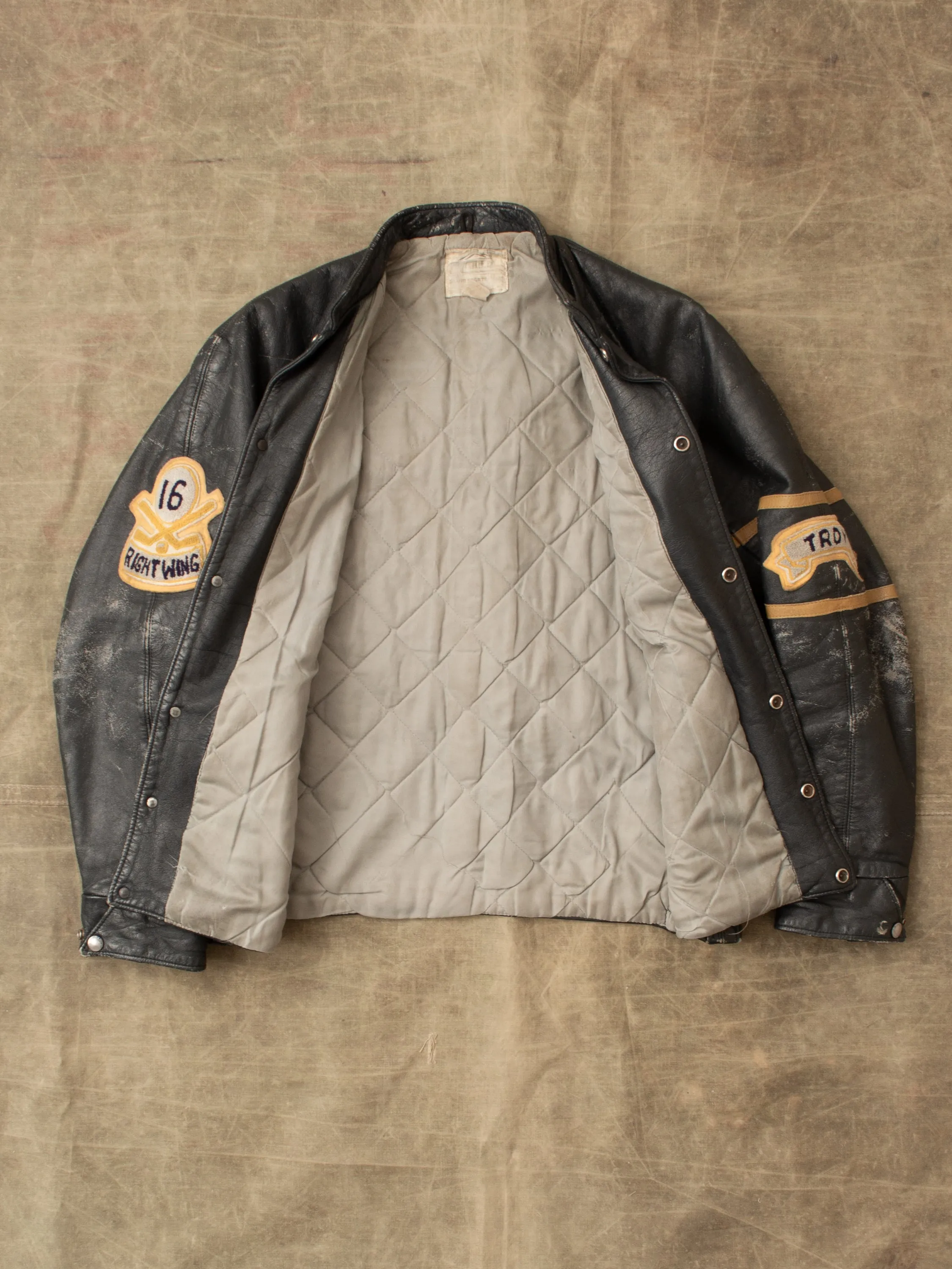 Vintage 1990-91 Astonville Tavern Leather Varsity Jacket Size 40