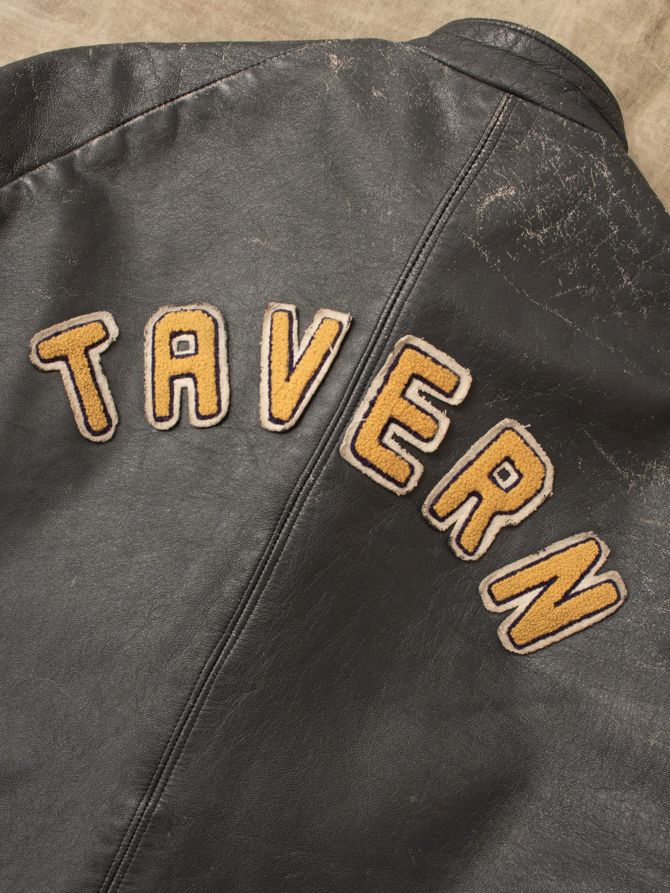 Vintage 1990-91 Astonville Tavern Leather Varsity Jacket Size 40