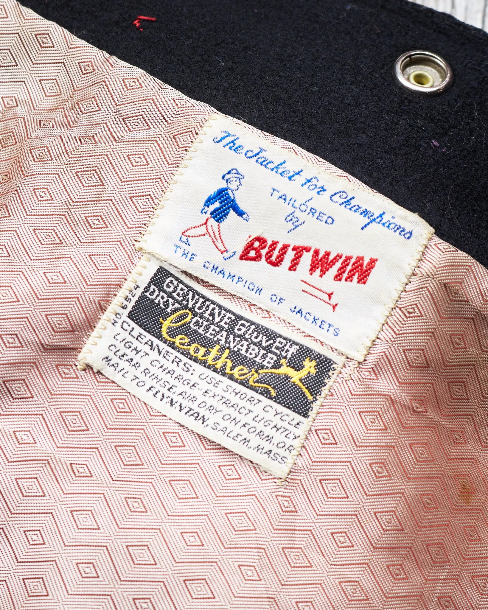 Vintage Made In USA Butwin Leather Sleeves Varsity Jacket Size 40
