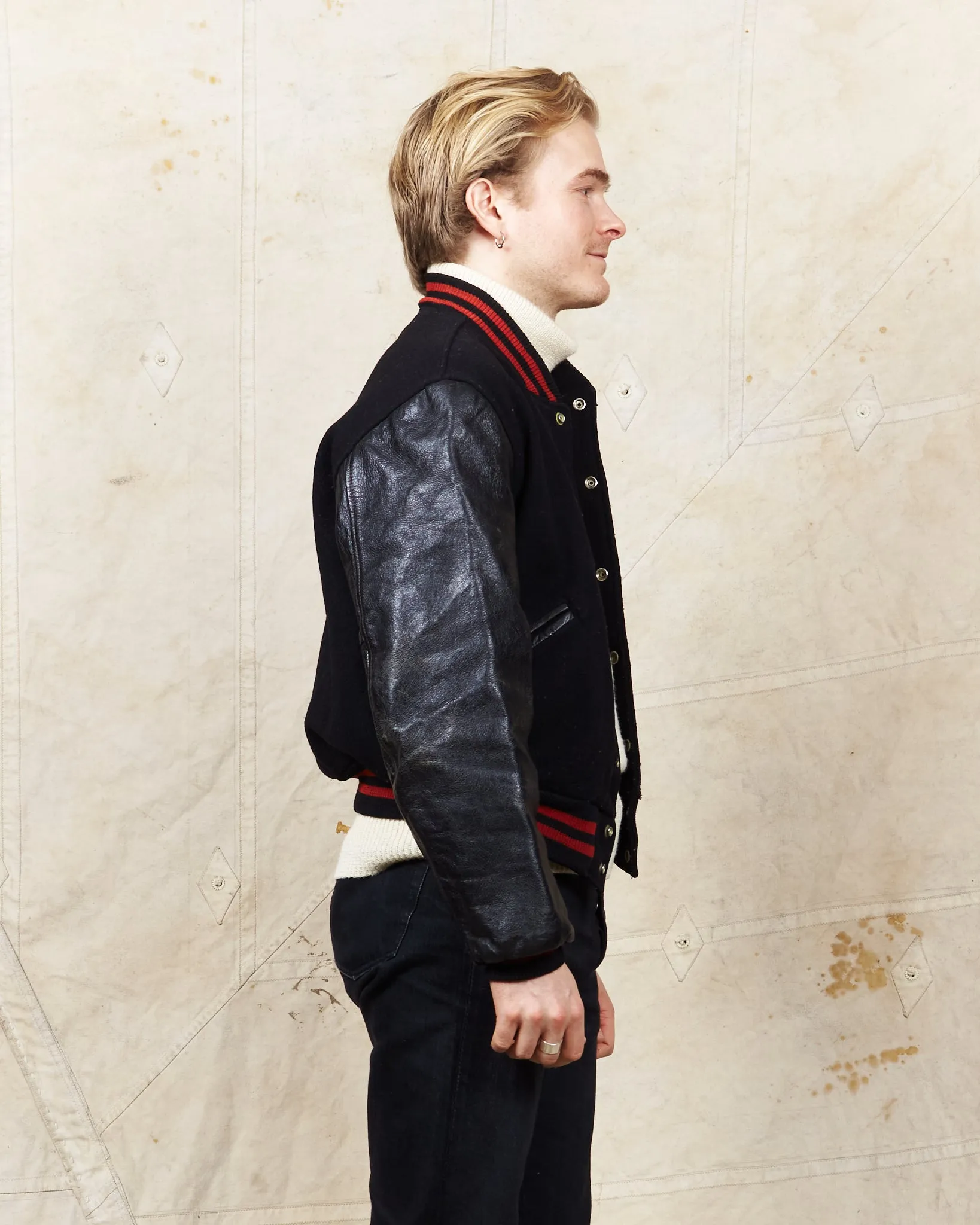 Vintage Made In USA Butwin Leather Sleeves Varsity Jacket Size 40