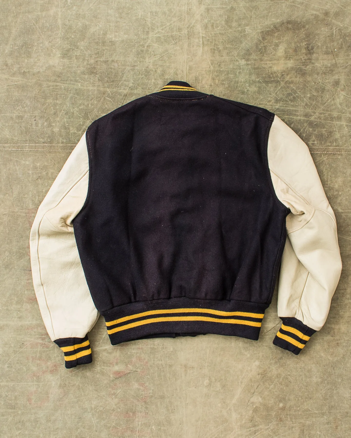 Vintage Made In USA Whiting Leather Sleeves Varsity Jacket Size 46