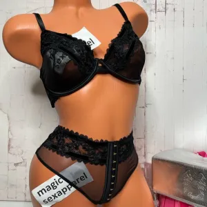 VS LUXE 32 34 36 38 LUXE FLORAL EMBROIDERY VELVET BRA SET