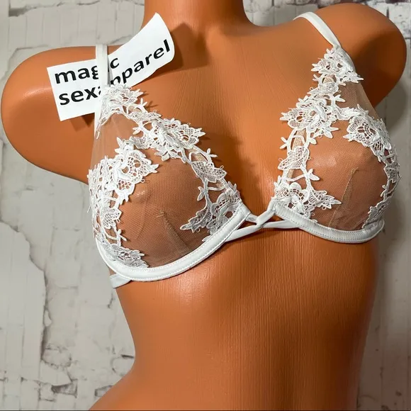 VS LUXE 34 36 EMBROIDERY DEMI BRA SATIN APPLIQUÉ FLORAL MESH