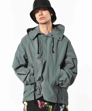 Washed Nylon Prime-Over Anorak Hoodie