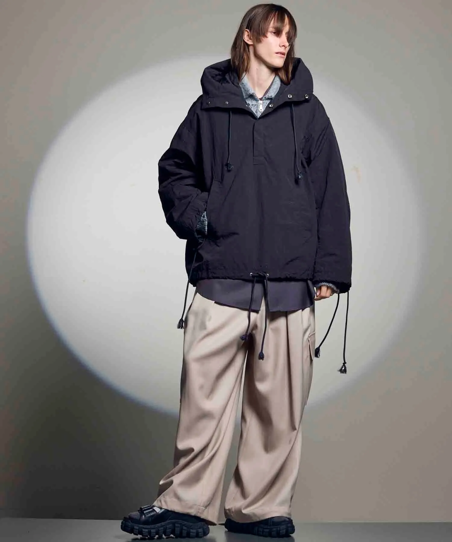 Washed Nylon Prime-Over Anorak Hoodie