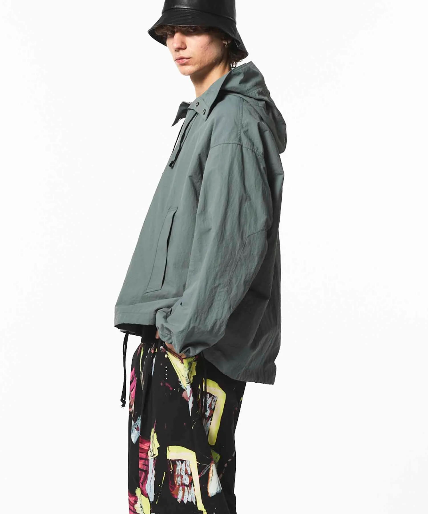 Washed Nylon Prime-Over Anorak Hoodie
