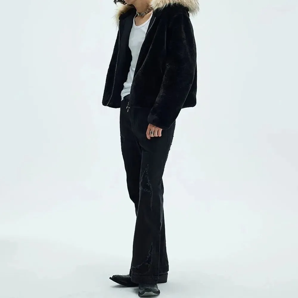 Washed Polar Hooded Fur Jacket