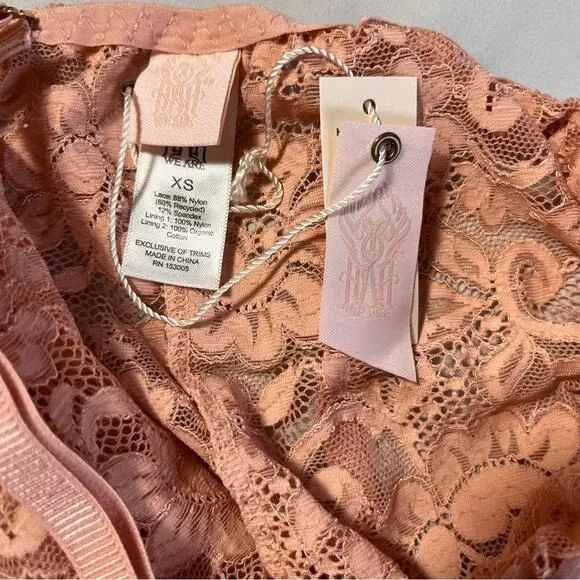 We Are HAH Comin in Haht Lace one-piece bodysuit Sz XS in Pink Nude color