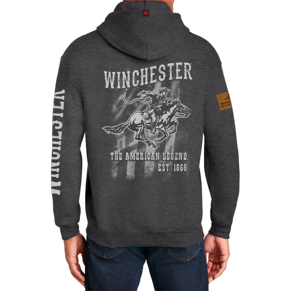 Winchester Legend - Legend Rider Flag - Fleece Pullover Hoodie - Made in USA