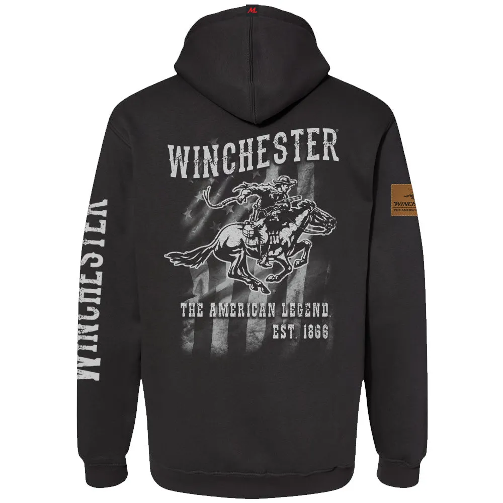 Winchester Legend - Legend Rider Flag - Fleece Pullover Hoodie - Made in USA