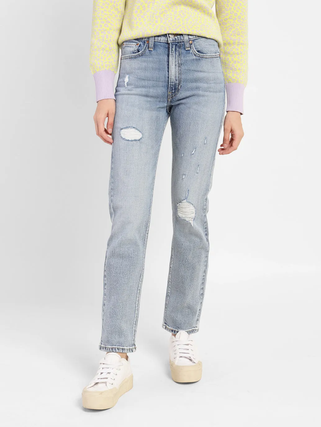 Women's 70s Blue Wideleg Fit High Rise Jeans