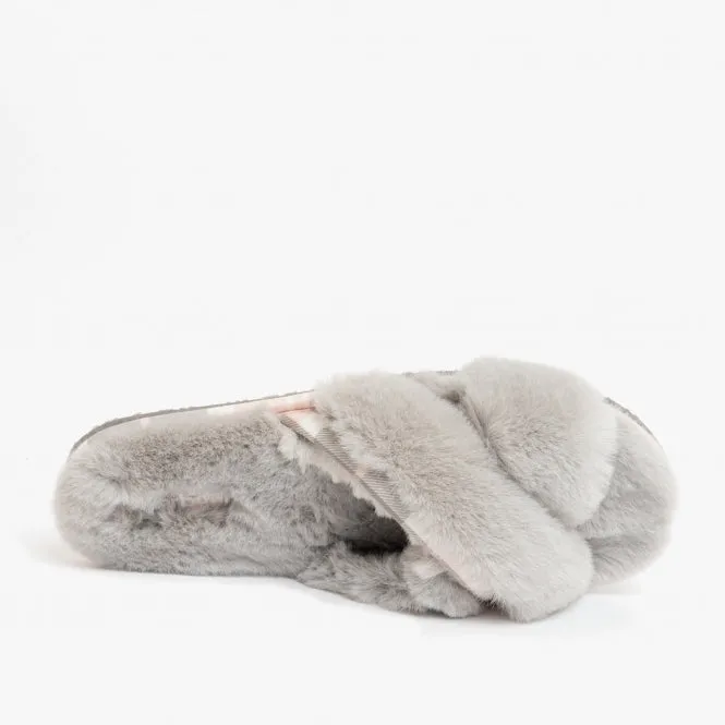 Women's Barbour | Lottie Mule Slippers | Grey Pink Tartan
