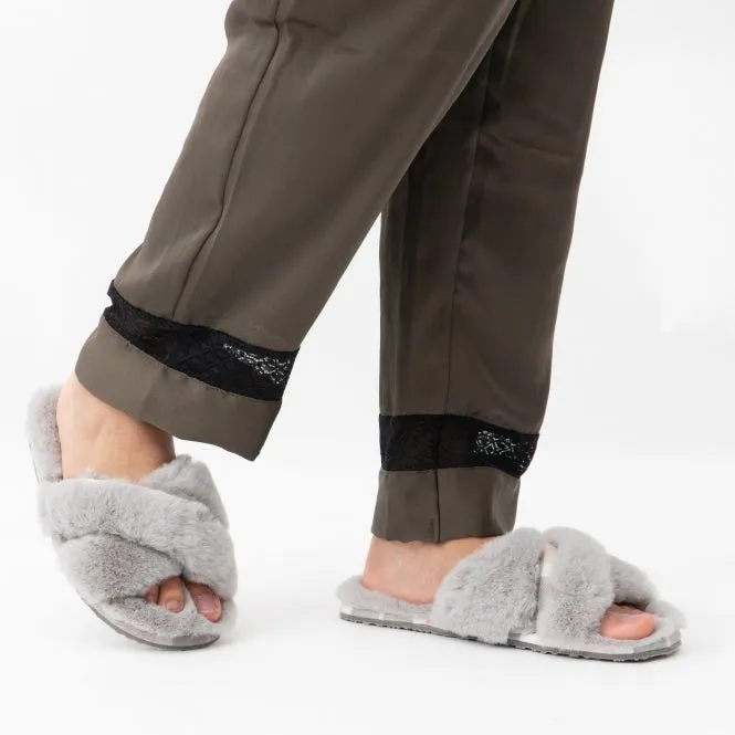 Women's Barbour | Lottie Mule Slippers | Grey Pink Tartan
