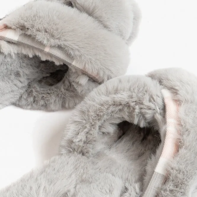 Women's Barbour | Lottie Mule Slippers | Grey Pink Tartan