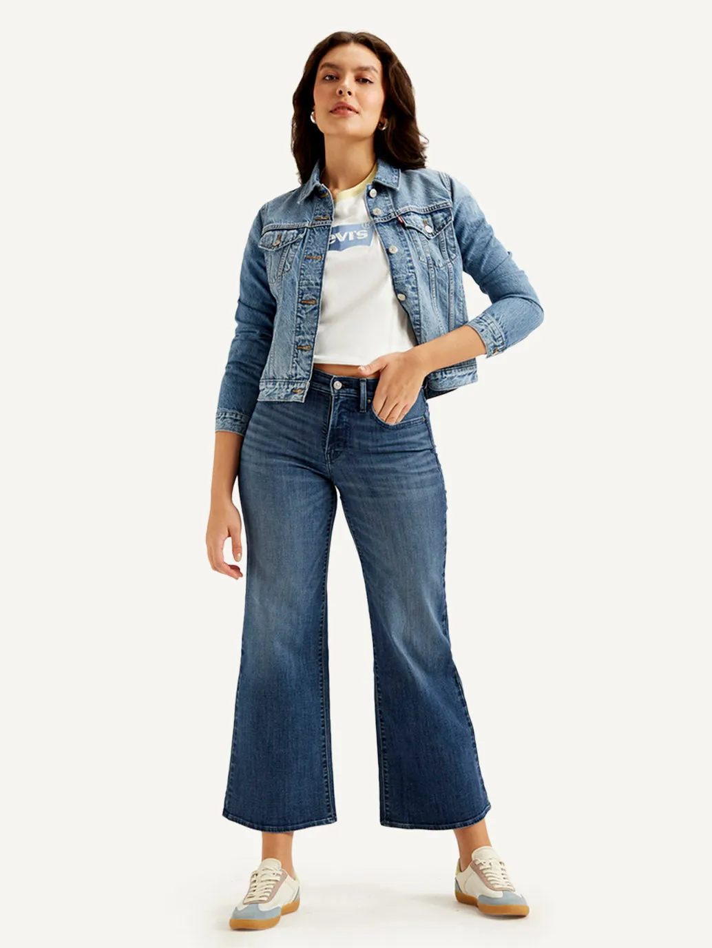 Women's Blue Flared Fit High Rise Jeans