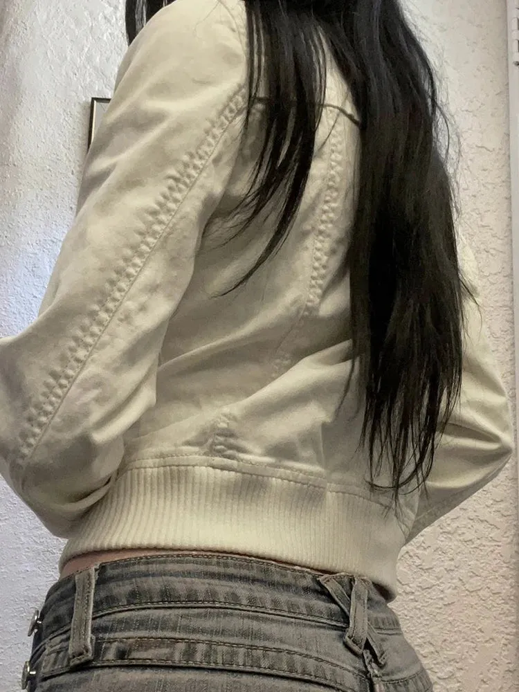 Women's Stand Collar Slim Pocket Zip Up Jackets