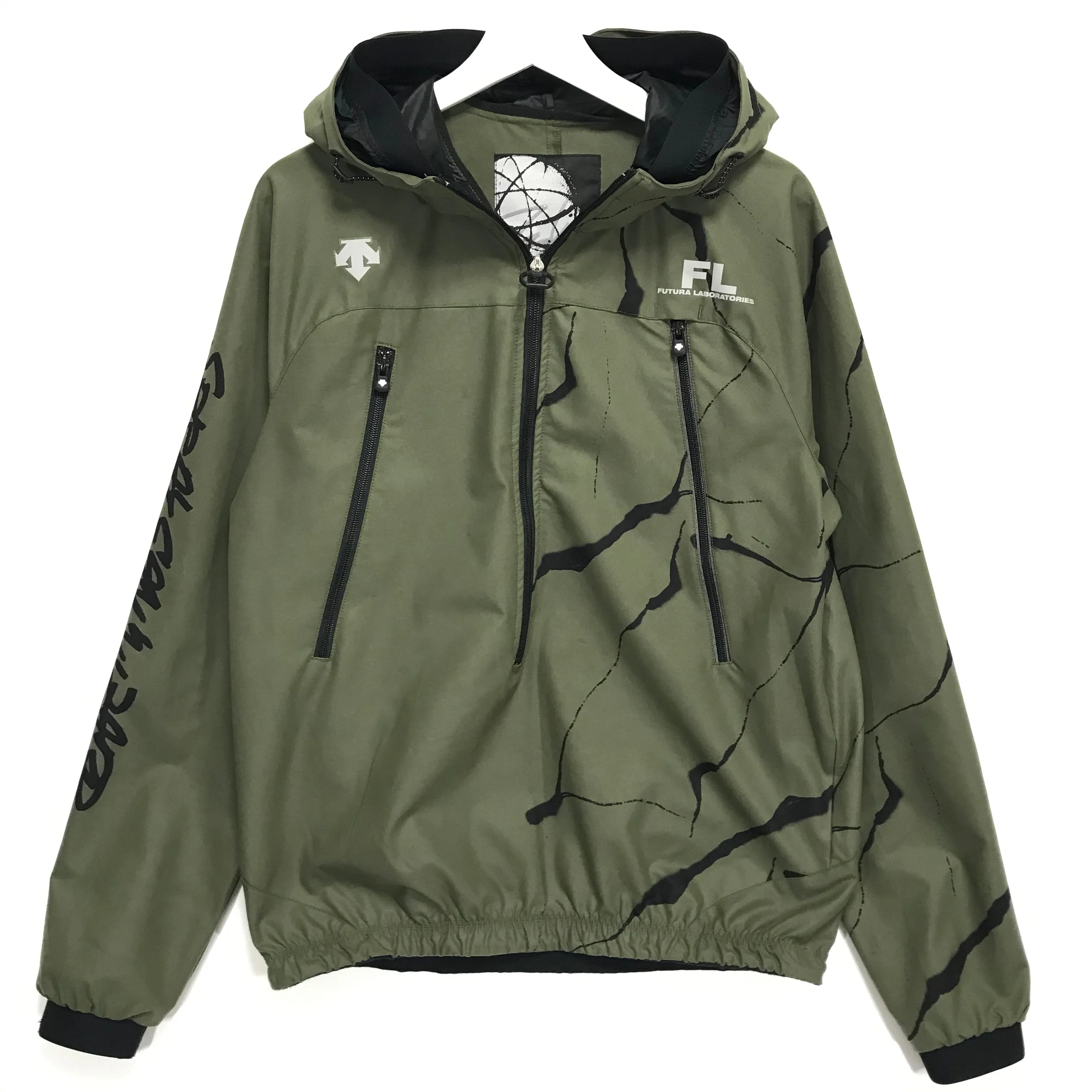 [XL] Futura Laboratories x Descente Half Zip Nylon Hooded Jacket Olive