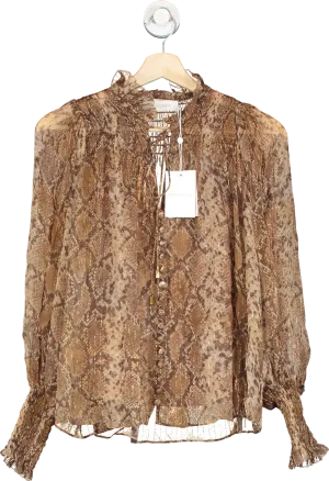 Zimmermann Gold Python Botanica Python Swing Blouse UK 6
