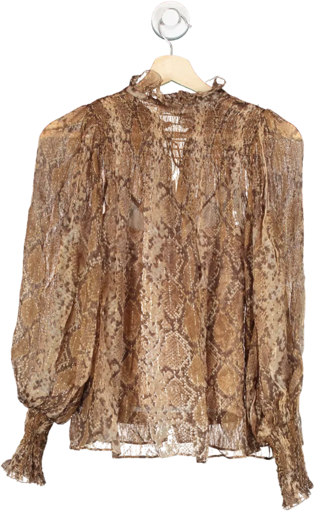 Zimmermann Gold Python Botanica Python Swing Blouse UK 6